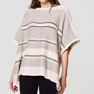 LOFT gray jacquard stripe pancho wool blend